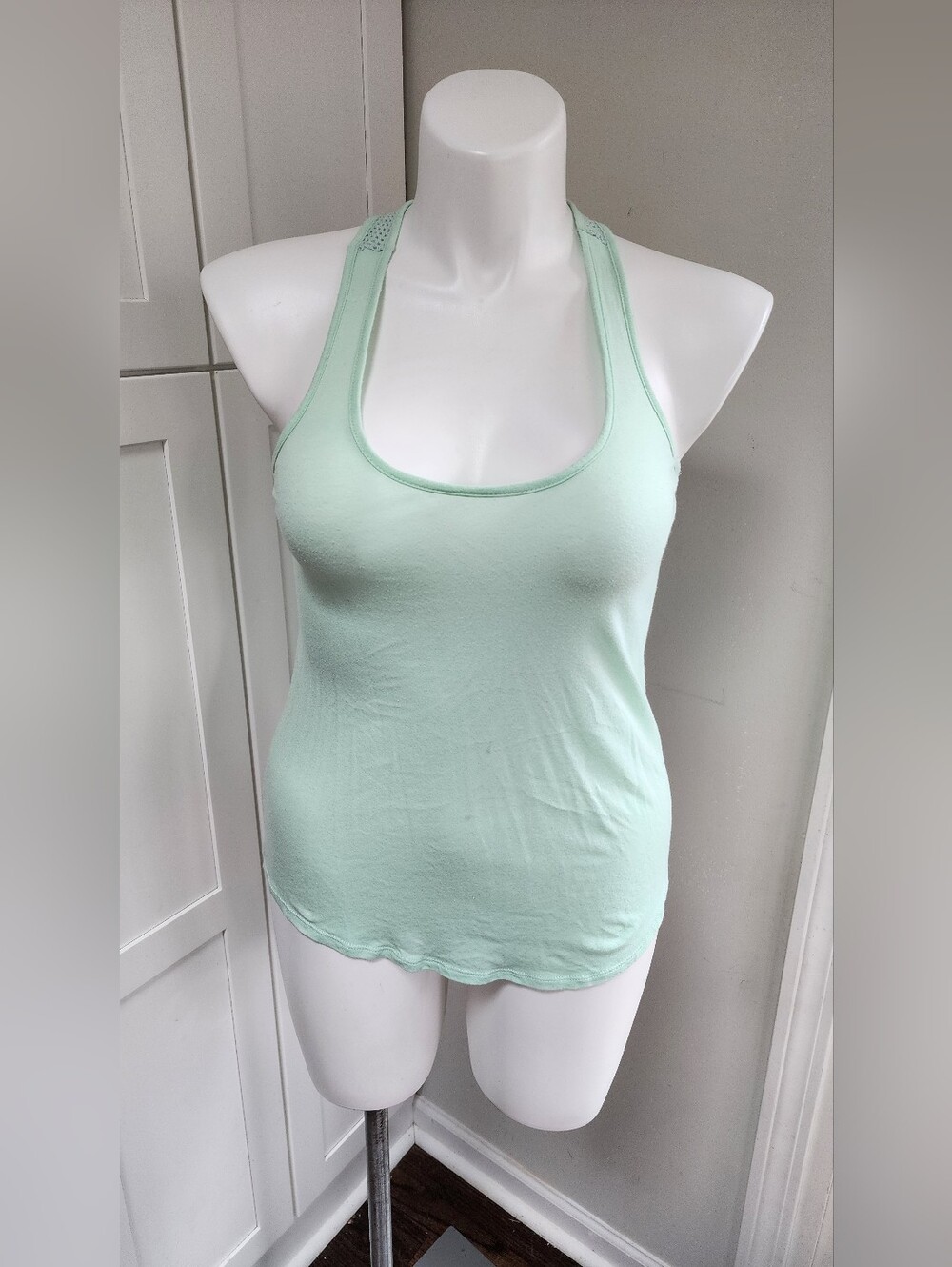 Express Mint Green Mesh Back Racerback Tank Top - Picture 2 of 7